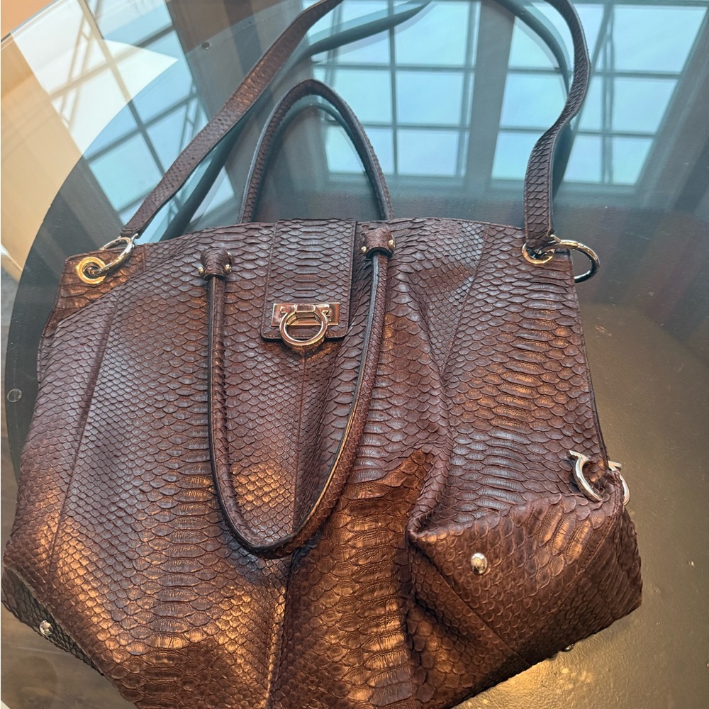 Salvatore Ferragamo Brown Python Tote - image 3